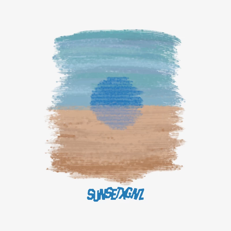 Abstrakter blauer Sonnenuntergang Herren Langarm T-Shirt