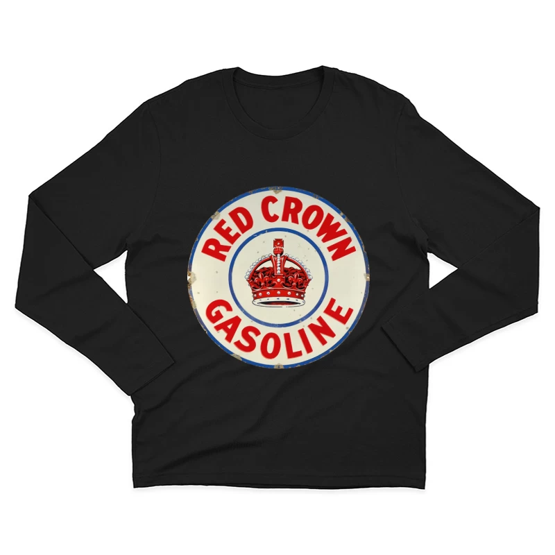 Vintage Red Crown Gasoline Round Metal Sign with Royal Crown Logo Male Long Sleeve T-Shirt