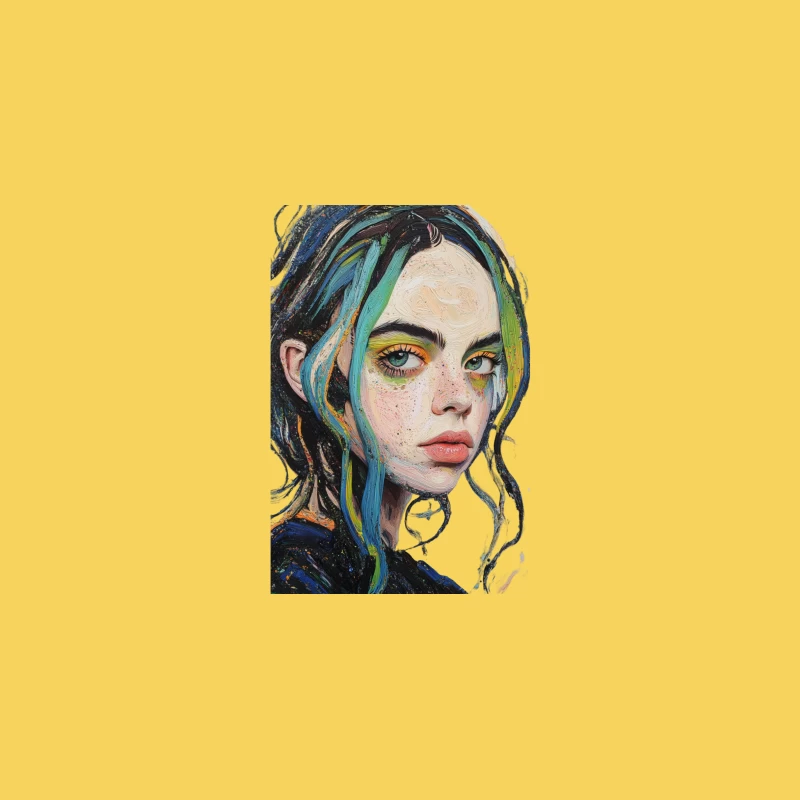 Vibrant Artistic Portrait of Young Woman with Colorful Hair Bucket Hat
