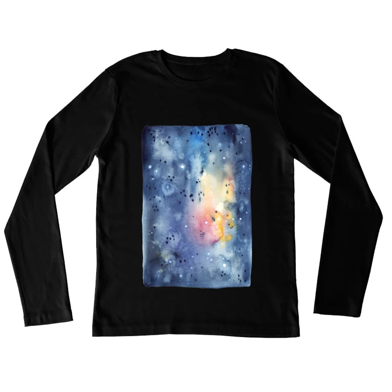 Étoiles et Aquarelle Galactique Femme Manches Longues T-Shirt