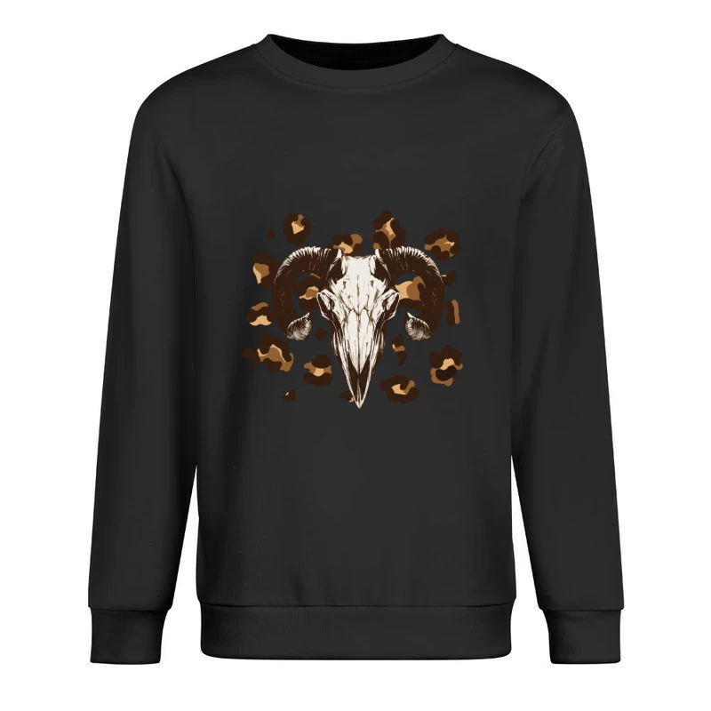 Widder-Schädel-Illustration mit Camouflage-Hintergrund Herren Pullover Sweatshirt
