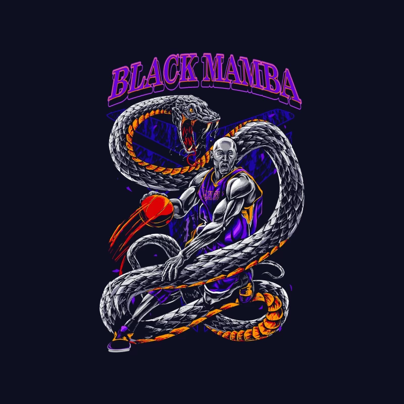 Basketball Illustration of Black Mamba with Snake Mouse Pad