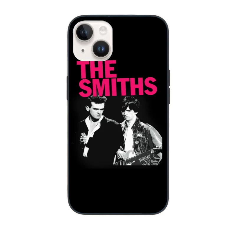 The Smiths: Iconic 1980s Indie Rock Band Portrait with Pink Logo iPhone Case