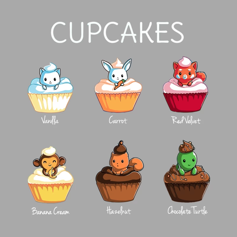 Adorable Animal-Themed Cupcake Illustrations Female Pullover Hoodie
