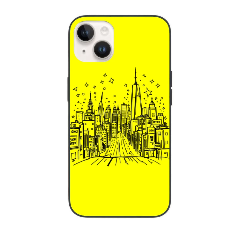Urban Night Skyline Illustration iPhone Case