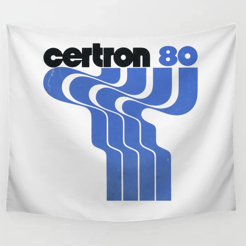 Vintage Certron 80 Blue Wave Logo Design Tapestry