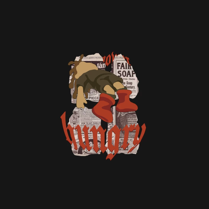 Hungrige Figur auf Zeitungsseiten Herren Langarm T-Shirt