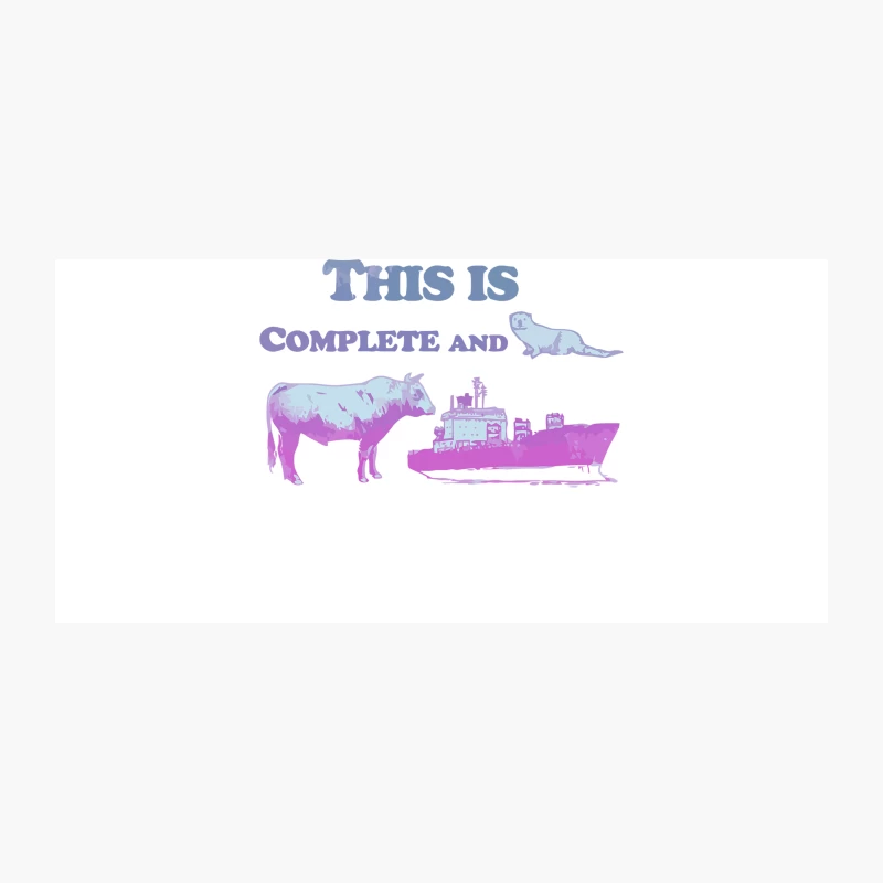 Surreal Pastel Scene with Cow, Ship and Incomplete Phrase Coffee Mug
