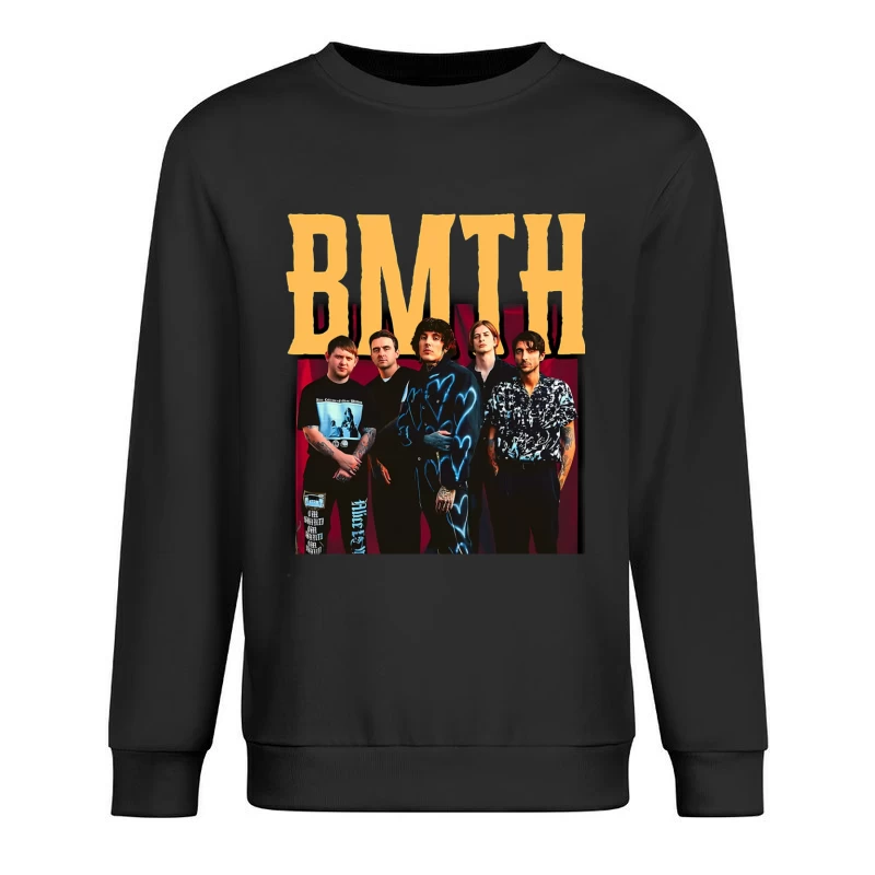 Bring Me The Horizon Band Promotional Photo With Yellow Text Male Pullover Sweatshirt