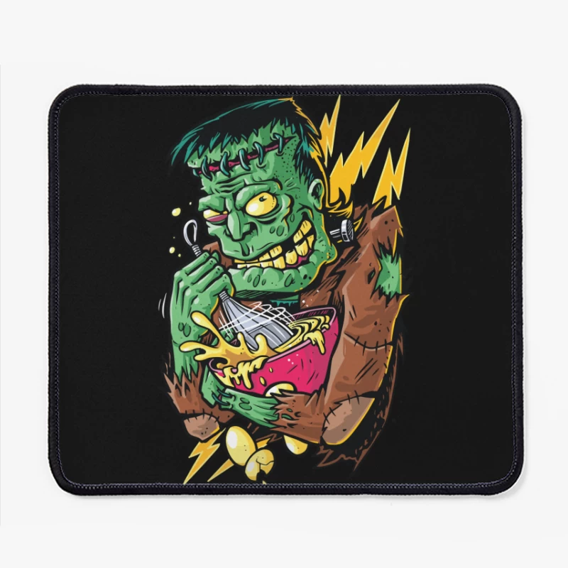 Playful Cartoon Frankenstein Monster with Food Mouse Pad