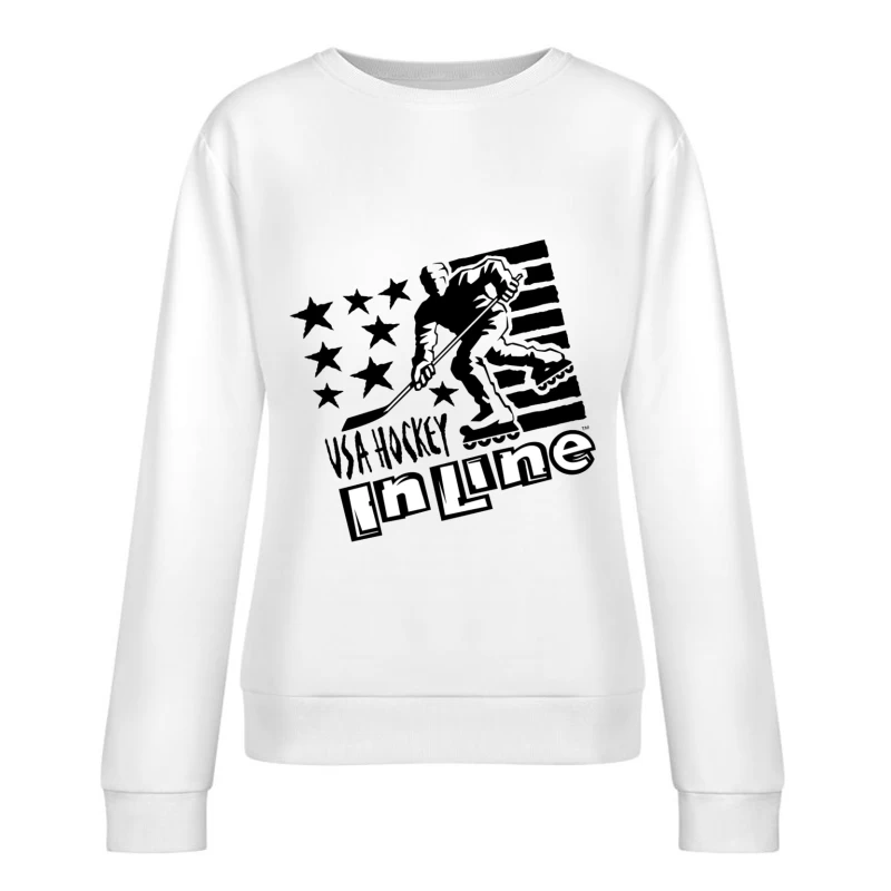 USA Inline Hockey Sports Logo with Stars and Stripes Design Female Pullover Sweatshirt