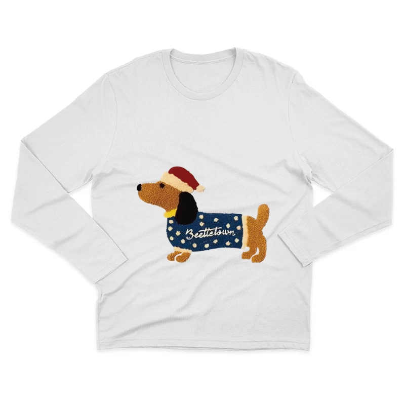Weihnachtshund mit Pullover Herren Langarm T-Shirt