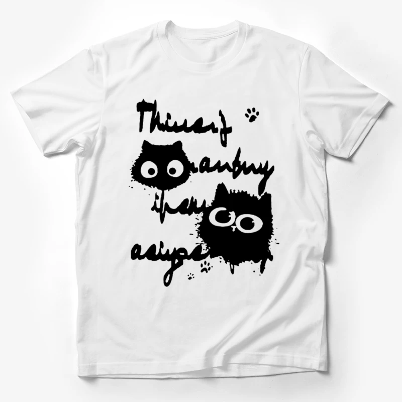 Niedliche Katzenzeichnung mit Schrift Herren T-Shirt