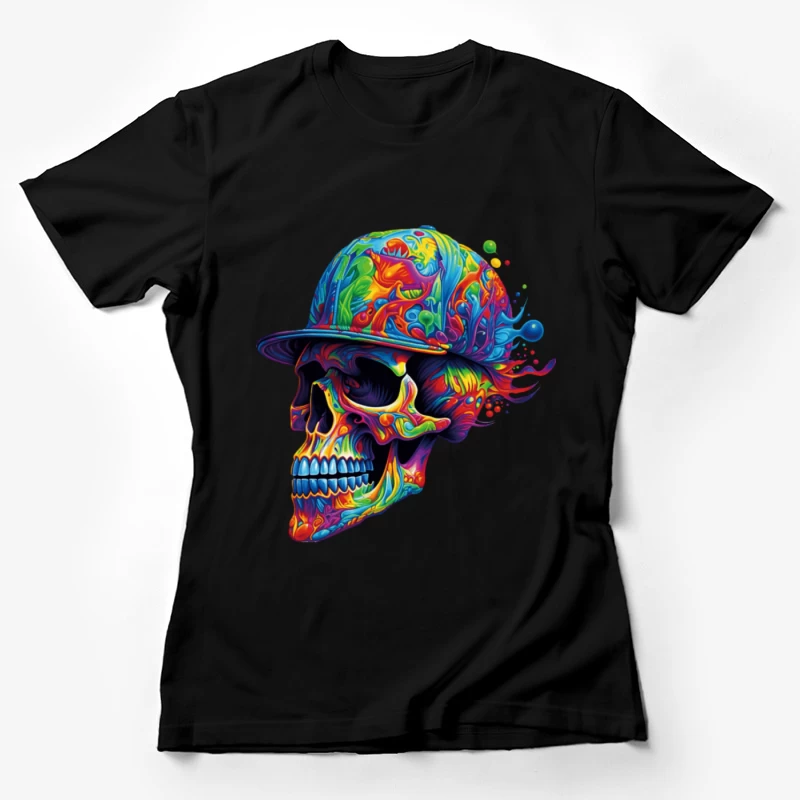 Psychedelischer Totenschädel mit Baseballkappe Damen T-Shirt