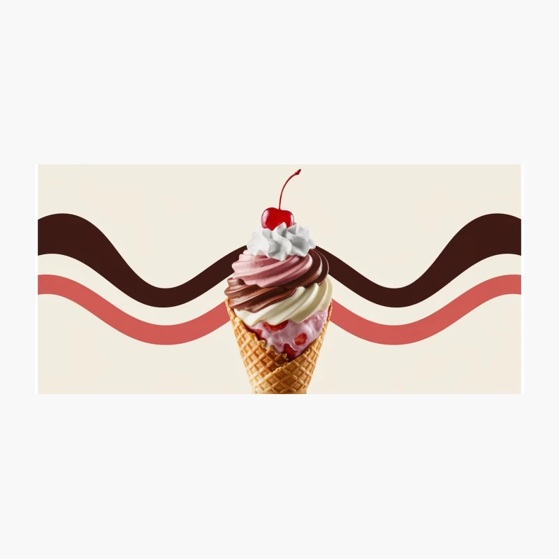 Deluxe Cherry-Topped Ice Cream Cone with Graphic Swirls Coffee Mug