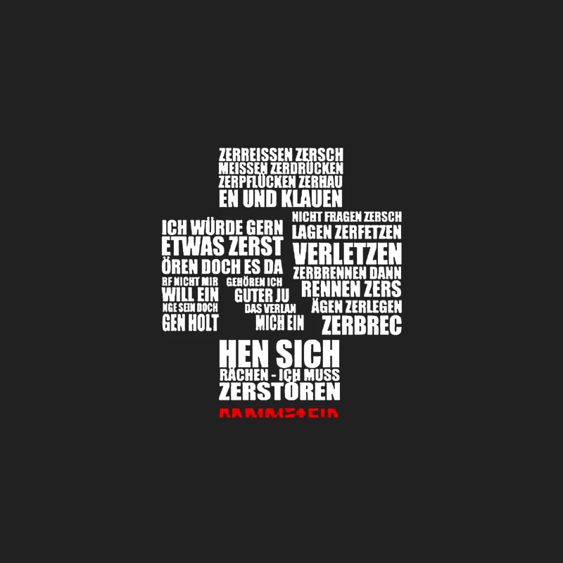 Rammstein Typography Art with German Text on White Background Bucket Hat