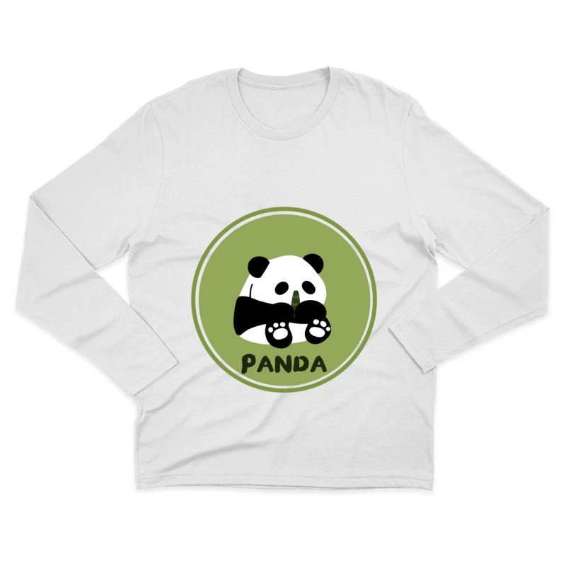 Niedlicher Panda-Design Herren Langarm T-Shirt