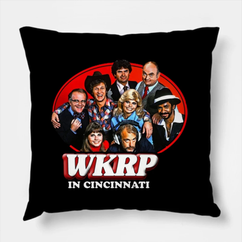 WKRP in Cincinnati skyline logo 2 Throw Pillow