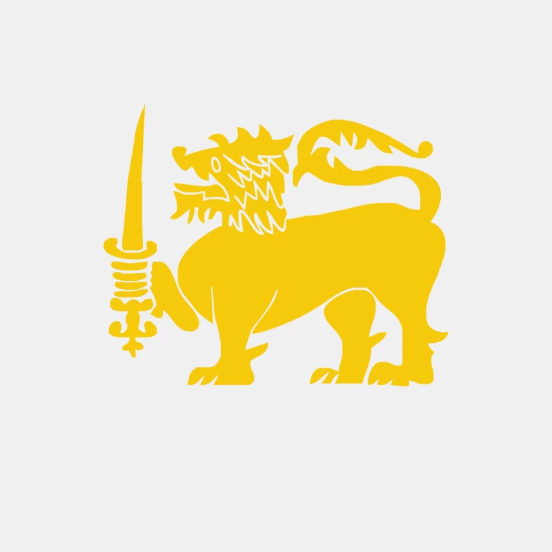 Yellow Heraldic Lion with Sword: Medieval Coat of Arms Symbol Male Tank Top