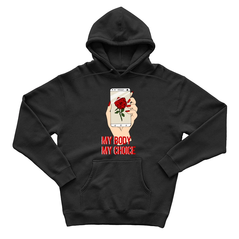 Illustration féministe avec rose et téléphone Homme Sweat à capuche