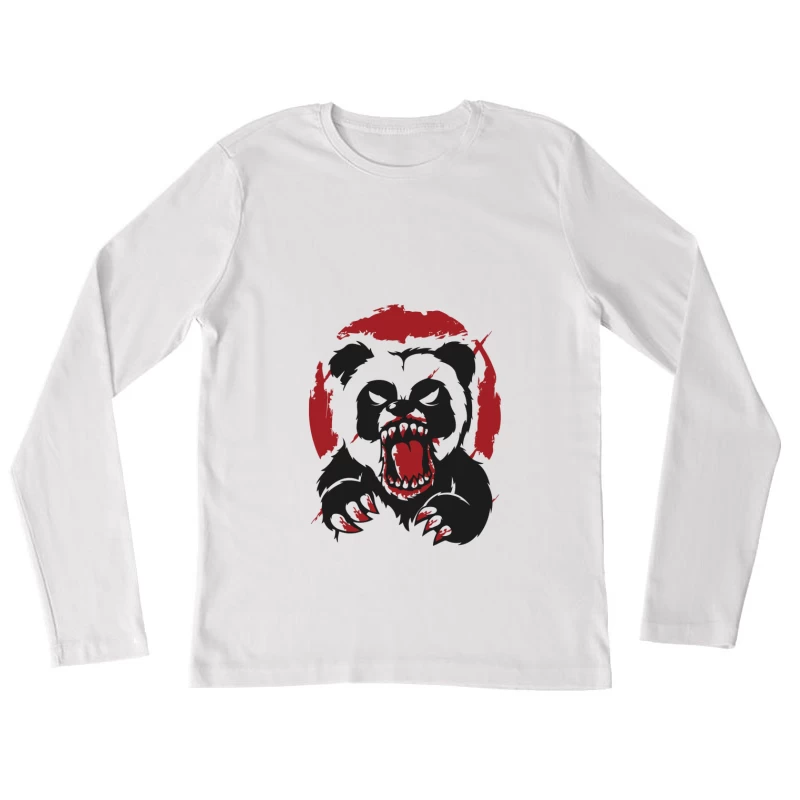 Bärendesign mit rotem Hintergrund Damen Langarm T-Shirt