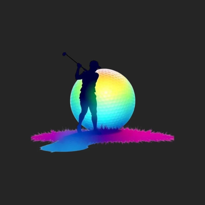Colorful Golfer Silhouette with Rainbow Golf Ball Male Pullover Sweatshirt