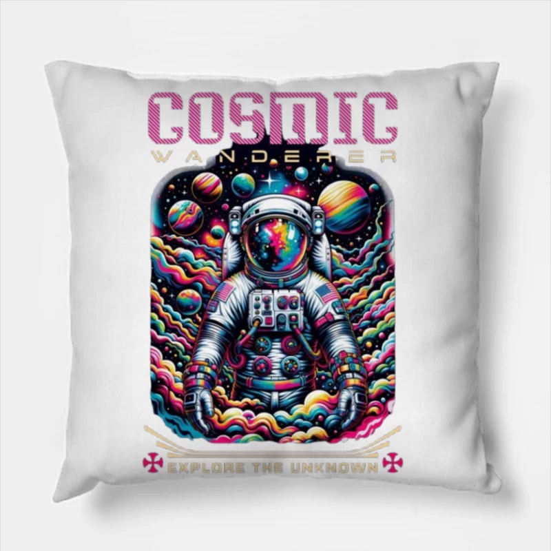 Cosmic Wanderer: Psychedelic Space Exploration Throw Pillow