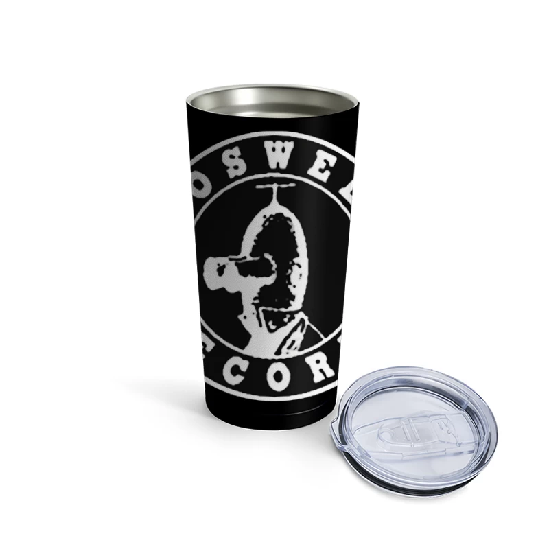 Roswell Records Black and White Circular Logo Travel Mug