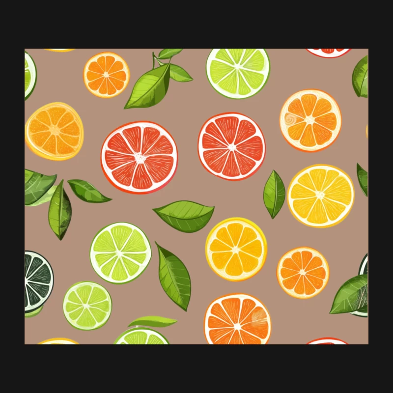 Colorful Citrus Fruit Slice Pattern with Leaves Mouse Pad