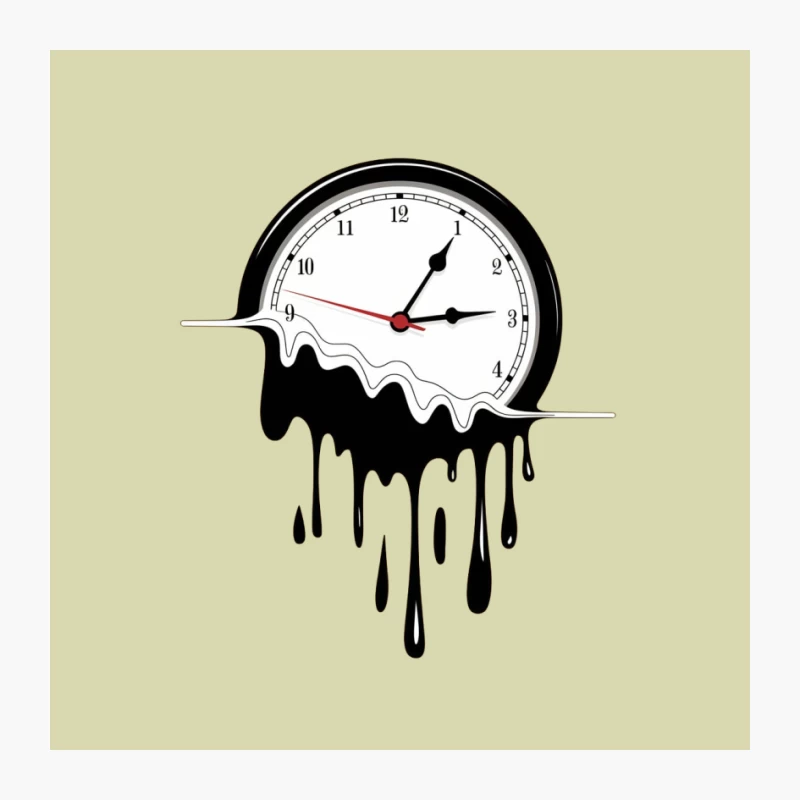 Surreal Melting Clock Artistic Time Piece Pin