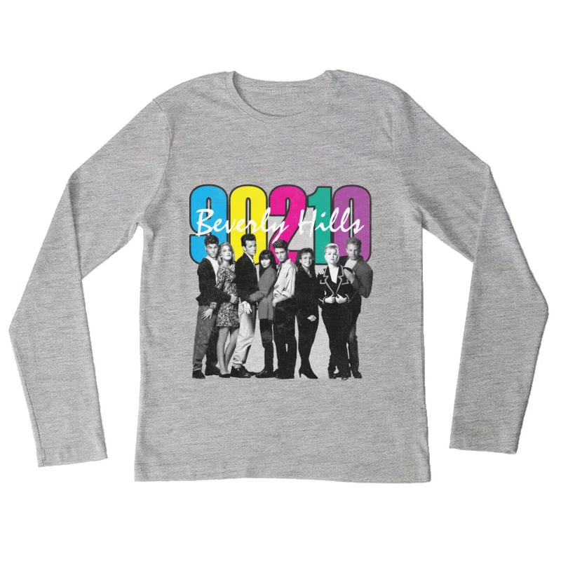 Beverly Hills 90210 Retro TV Show Cast Photo with Colorful Logo Female Long Sleeve T-Shirt