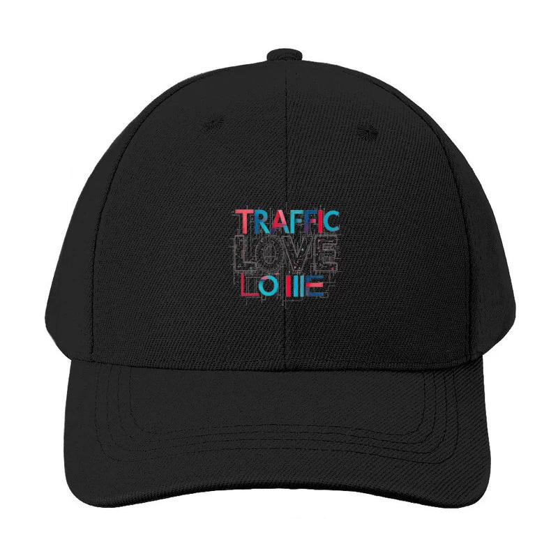 Traffic Love Typography with Technical Design Elements Baseball Cap