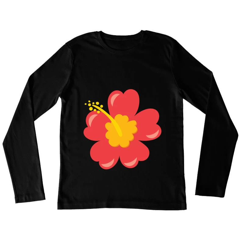 Illustration de fleur d'hibiscus rouge Femme Manches Longues T-Shirt