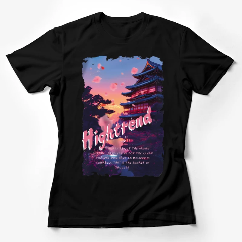 Japanische Abendlandschaft mit motivierendem Zitat Damen T-Shirt