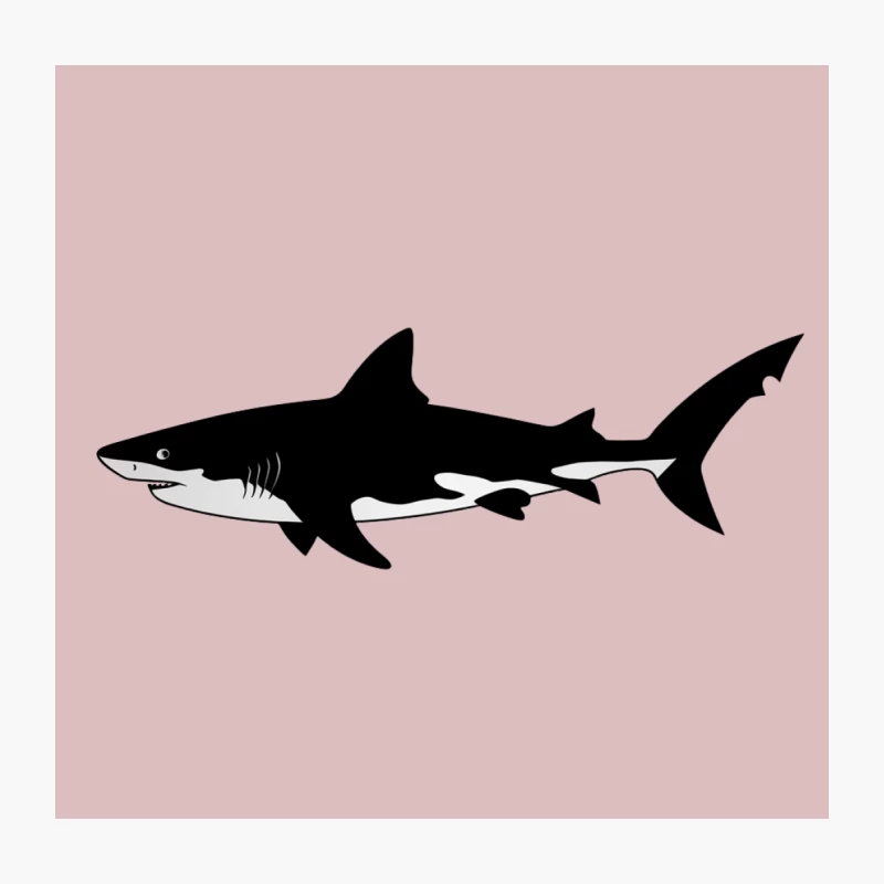 Sleek Shark Silhouette: Ocean Predator Illustration Throw Pillow