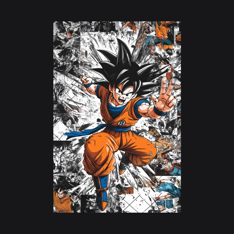 Dynamic Dragon Ball Artwork Featuring Goku in Action Male Pullover Hoodie