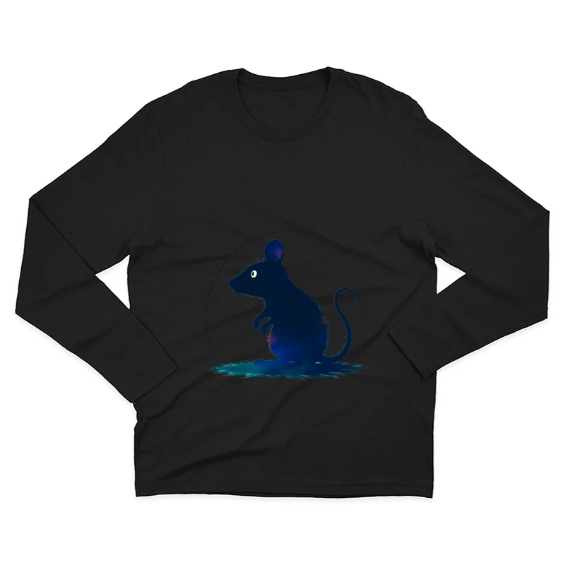 Dark Blue Mouse Silhouette Digital Illustration Male Long Sleeve T-Shirt