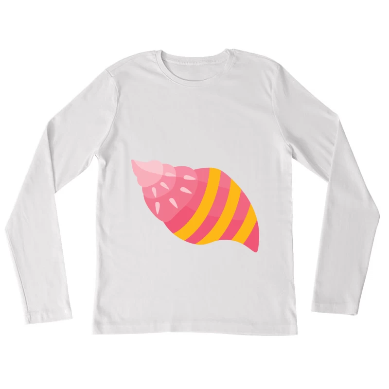 Coquillage tropical rose et jaune Femme Manches Longues T-Shirt