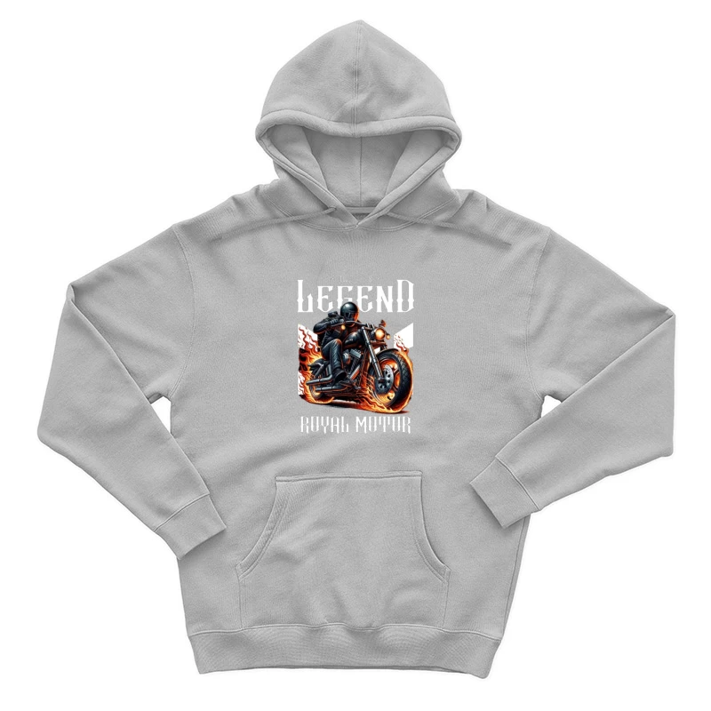 Legendary Flaming Royal Motor Black Motorcycle Illustration Male Pullover Hoodie