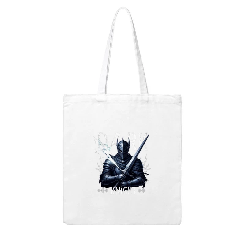 Dark Knight with Ancient Blade - Fantasy Warrior Illustration Cotton Tote Bag