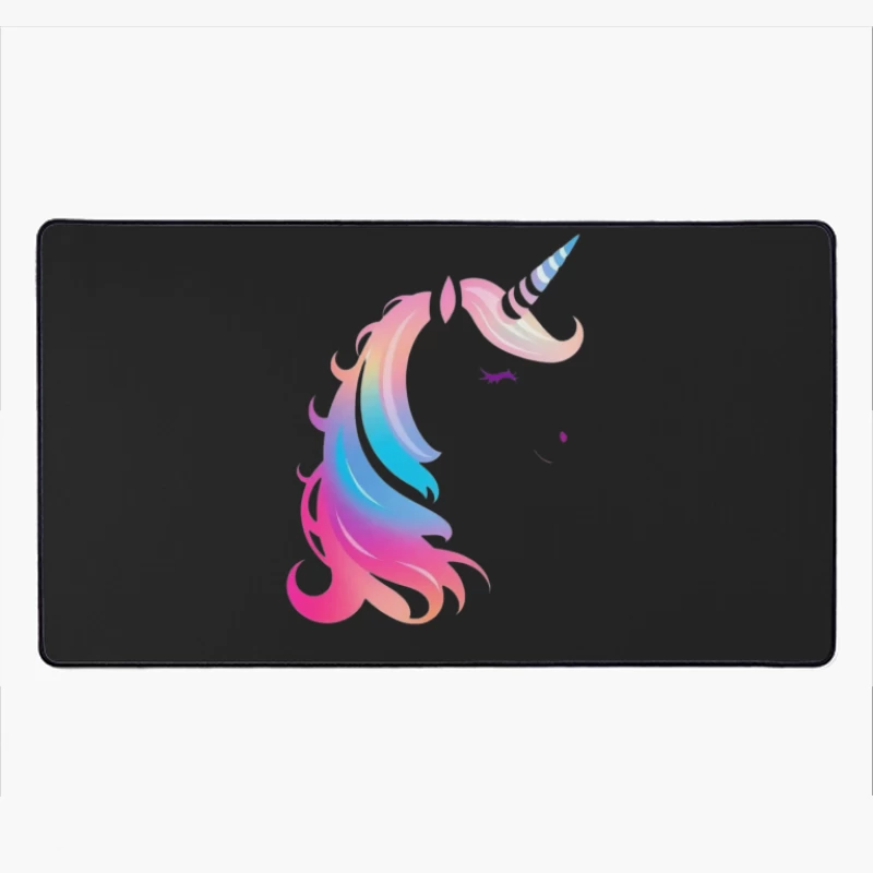 Rainbow Pastel Unicorn Silhouette Desk Mat