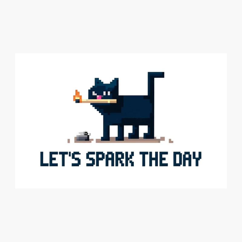 Pixelated Black Cat Sparks Motivational Retro Humor Travel Mug
