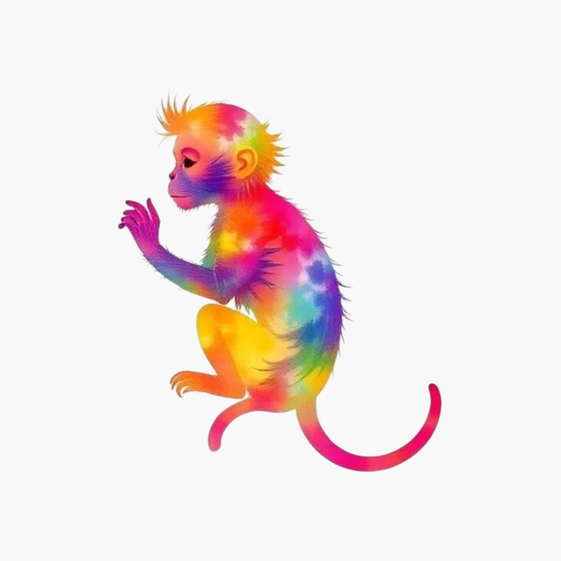 Rainbow Gradient Monkey Art Cotton Tote Bag