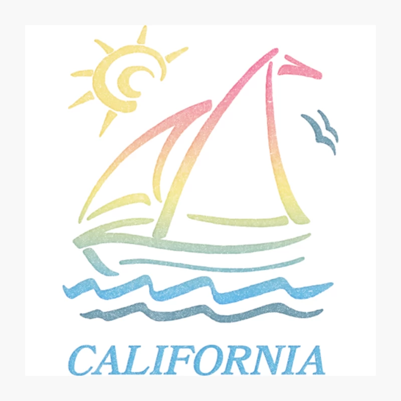 80s Vintage Style  California Aesthetic Sailboat Faded Design Pin