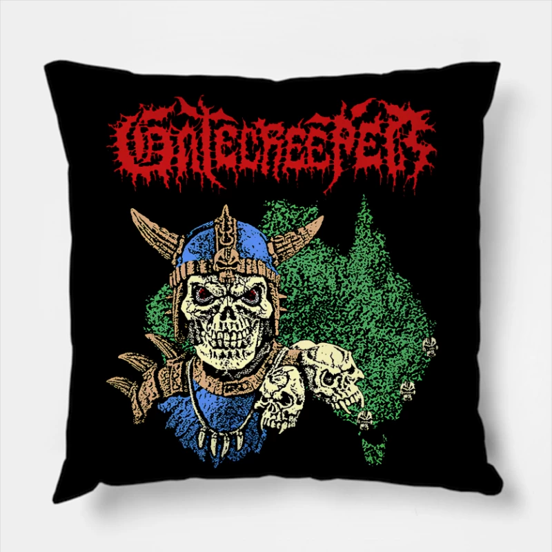 Gatecreeper Skull Spartan Throw Pillow