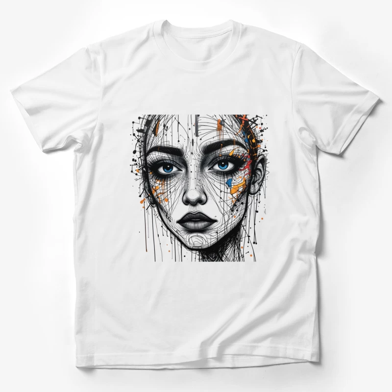 Abstract Portrait with Colorful Accents Male T-Shirt