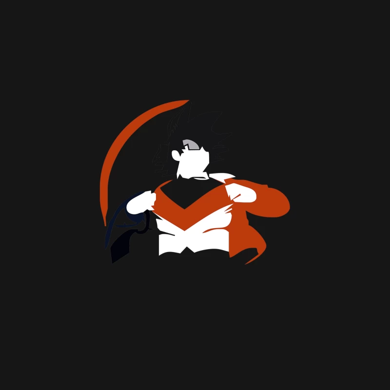 Minimalist Anime Character Silhouette in Red and Black Desk Mat
