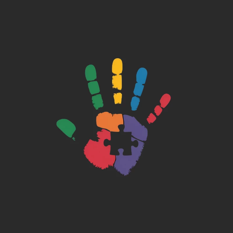 Colorful Handprint with Puzzle Piece: Symbol of Diversity and Autism Awareness Baseball Cap