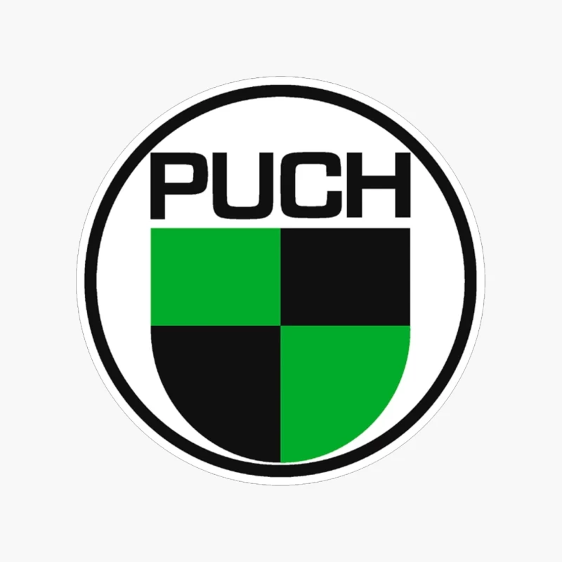 Vintage Puch Motorcycle Company Logo with Green and Black Shield Design Cotton Tote Bag