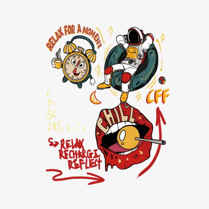 Entspannen Sie für einen Moment mit Astronaut und Wecker Herren Langarm T-Shirt